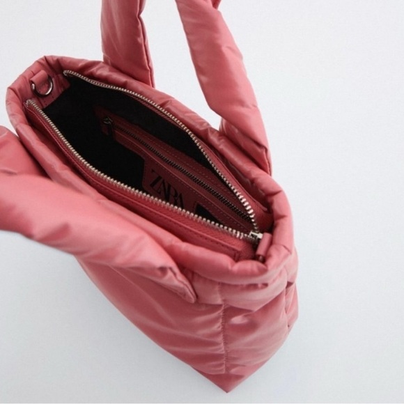 NWT Zara quilted nylon puffer pink mini bag - Picture 4 of 12